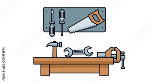 toolbox with tools on workbench high quality professional