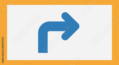 right turn arrow icon on white background with orange border