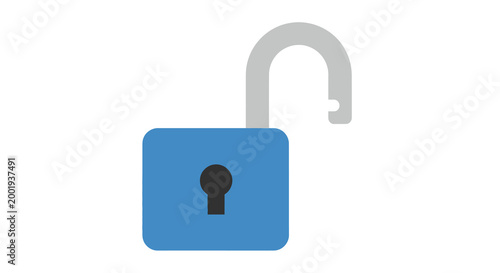 open padlock icon in blue and gray colors