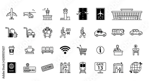 Collection of Airport Icons and Symbols.