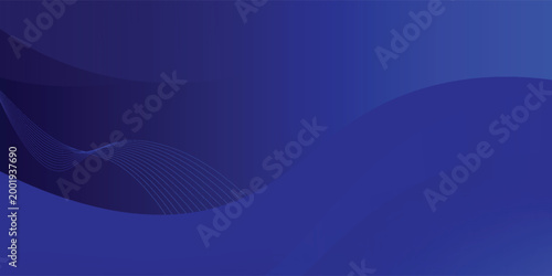 Abstract dark blue background with elegant dynamic waves and flowing line patterns. Modern luxury minimalist layered design with deep navy gradient