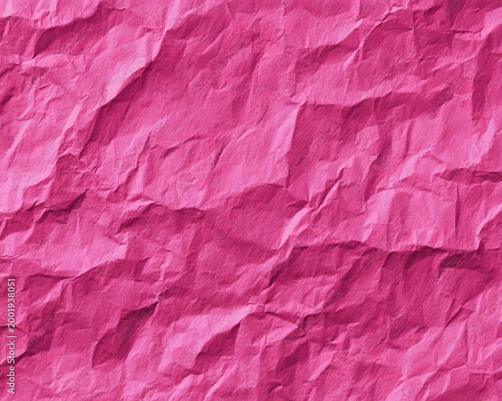 Fototapeta premium Textured pink paper background with crumpled surface and shadows.