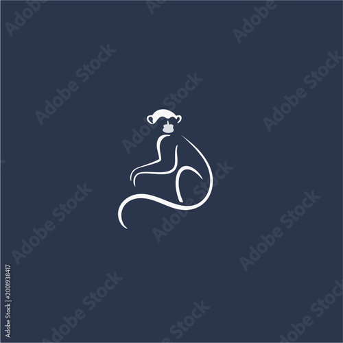 minimalist gorilla silhouette logo, flat vector illustration, side view primate icon, clean modern design, simple shapes, wildlife symbol isolated on light background