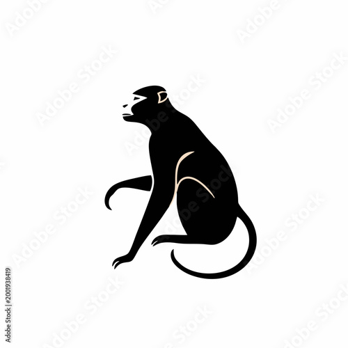 minimalist gorilla silhouette logo, flat vector illustration, side view primate icon, clean modern design, simple shapes, wildlife symbol isolated on light background