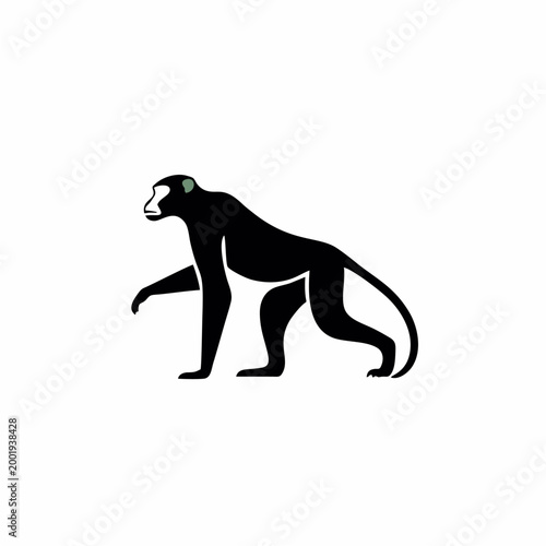 minimalist gorilla silhouette logo, flat vector illustration, side view primate icon, clean modern design, simple shapes, wildlife symbol isolated on light background