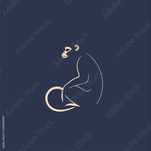 minimalist gorilla silhouette logo, flat vector illustration, side view primate icon, clean modern design, simple shapes, wildlife symbol isolated on light background