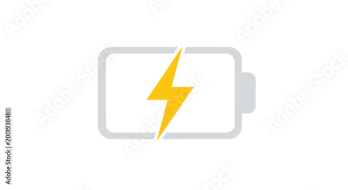 battery icon with yellow lightning bolt on white background
