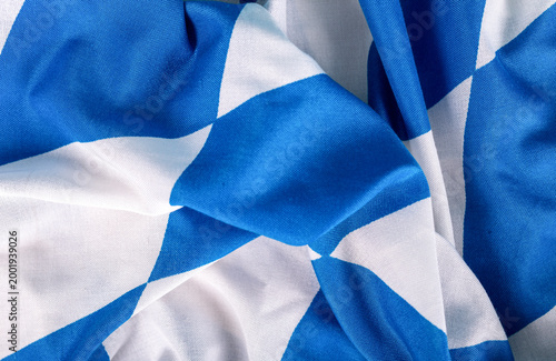 Close-up of a blue and whit...