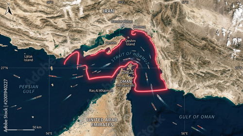 Strait of Hormuz Map Shipping Route Highlight