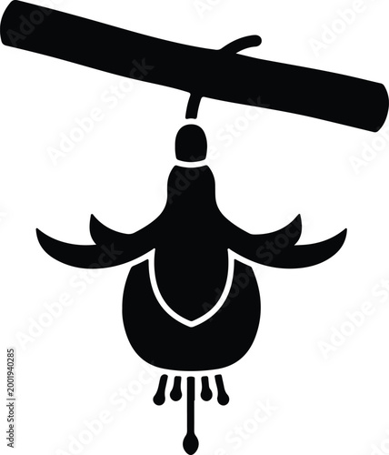 Silhouette vector of a hanging fuchsia flower branch floral design