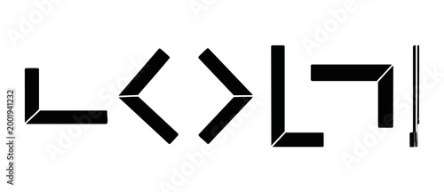 Abstract Geometric Corner Shapes Set Minimalist Black Graphic Design Elements for UI UX Layouts and Digital Frameworks Isolated on White Background for Modern Technology and Creative Branding Solution