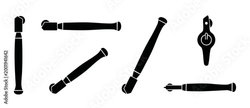 Glass Cutter Tool Set, Professional Manual Cutting Equipment for Glazier Work, Construction and DIY Repair Projects, Flat Vector Silhouettes Isolated on White Background for Industrial Craftsmanship D