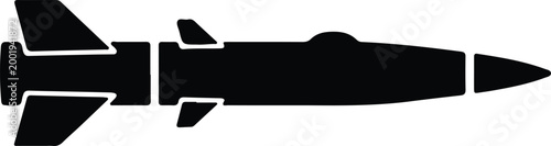Silhouette vector of a military missile for modern weapons design