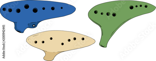 Hand drawn colored illustration featuring a collection of detailed musical objects. Isolated elements with high texture and stippling, suitable for design, prints, branding.