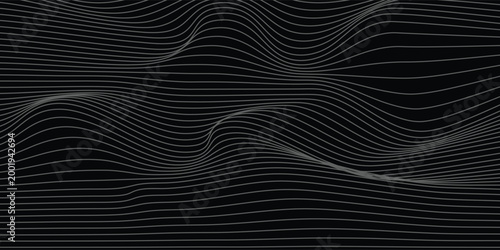 3D Vector wave lines pattern smooth curve flowing dynamic white light isolated on black background for concept of technology, digital, communication, science, music. vektor