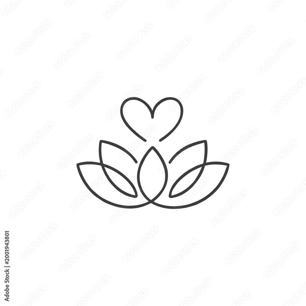 Fototapeta premium Lotus Flower Heart Logo
