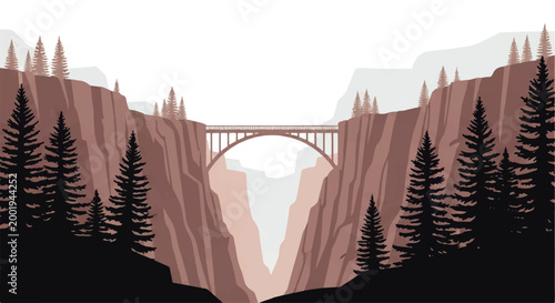 Foto A stunning vector flat design illustration of a grand bridge spanning a deep can