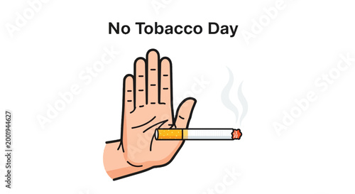 No Tobacco Day Illustration Hand Stopping Cigarette Smoking Habit