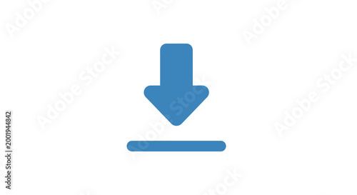 download icon with blue arrow and line on white background