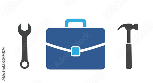toolbox with wrench hammer and briefcase icon