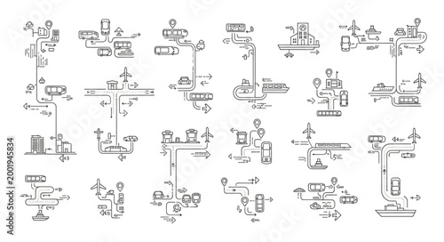 Abstract Blueprint Schematics of Complex Machinery Components.