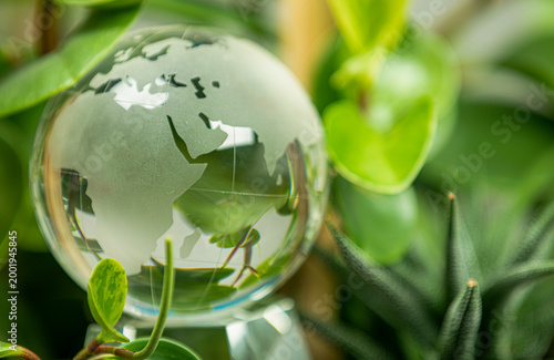 A transparent glass globe n...