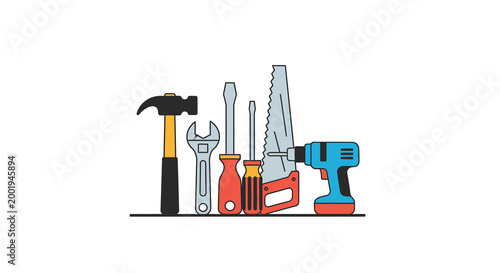 set of tools in flat design style