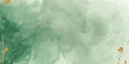 Abstract grunge soft green watercolor background with vintage textured paper effect and rough aged wall design