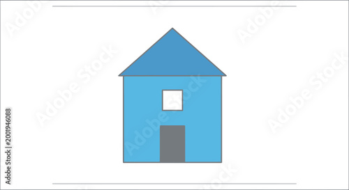 simple blue house illustration on white background