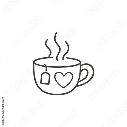Hot Tea Cup with Heart Icon