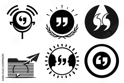 Premium Quote Emblem Testimonial Icon Collection