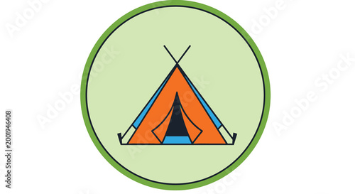 tent icon in colorful circle design high quality