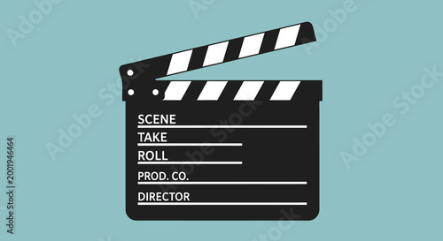 clapboard on light blue background high quality professional