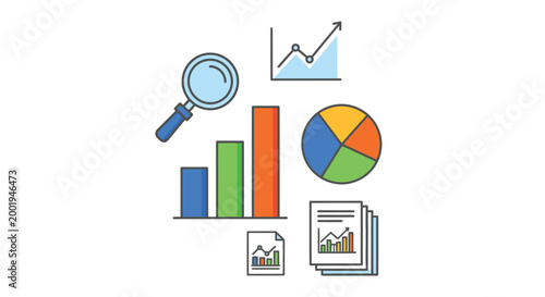 data visualization icons set on white background