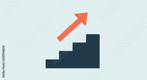 arrow pointing up over staircase icon high quality