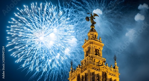 fireworks over the cathedral of st vitus in prague