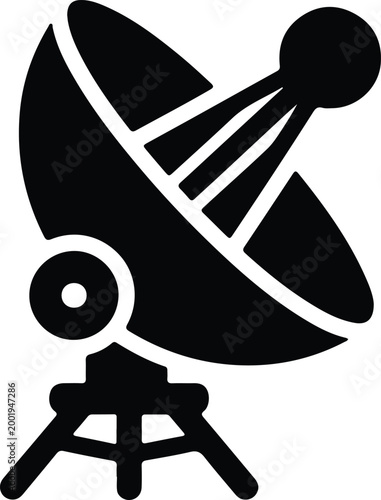 Silhouette vector satellite dish for telecommunication and global broadcasting technology design