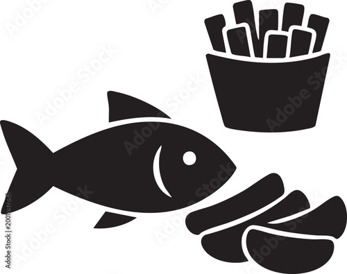 Fish and Chips, Basic - Food fast food thin line icons