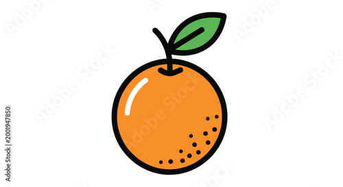 orange fruit with green leaf on white background