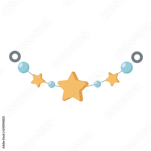  Decorative garland with stars in pastel style. Perfect for nursery decor, baby shower and kids room design.