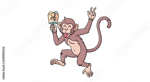 Monkey Holding a Beer Bottle.