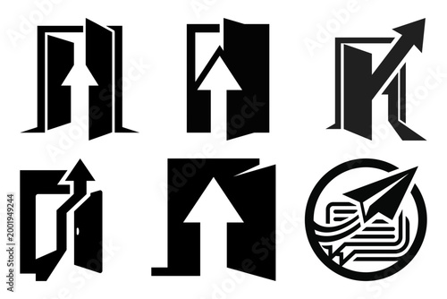 Monogram frame analytics business logo collection