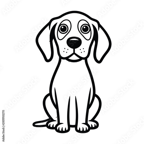 Cute puppy dog sitting and looking up with big eyes