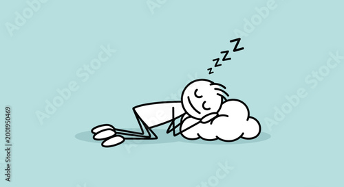 cartoon character sleeping on cloud.