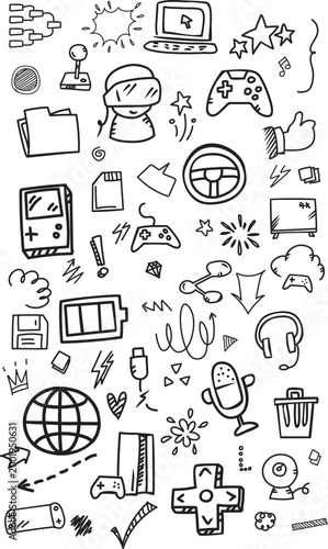Vertical Gaming and Esports Doodle Background Pattern