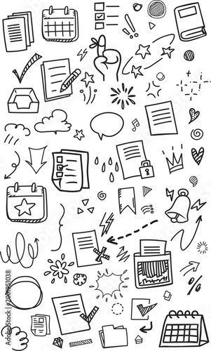 Vertical Productivity and Note Taking Doodle Background