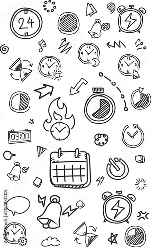 Vertical Urgent Time and Deadline Doodle Background