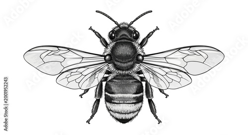 Detailed illustration of a flying bee.