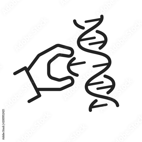 DNA genetic research clip art icon symbol, genetic modification, scientific experiment, healthcare and medicine, gene therapy, genome sequencing manipulation, science concept, scientist hand with DNA 