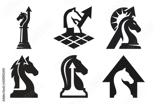 Elegant horse mascot crest and equestrian badge set